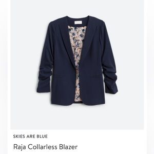 Blue collarless blazer